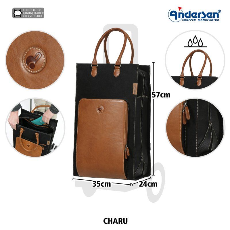 Shoppingvagn Andersen Quattro Charu, brun läder